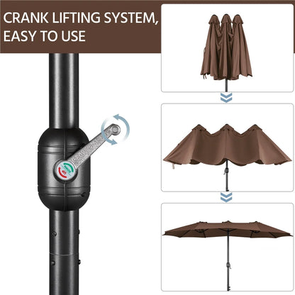 Topeakmart 13ft Patio Parasol Canopy with Crank, Tan