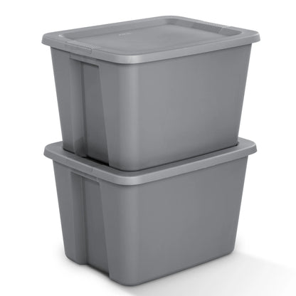 Sterilite 18 Gallon Tote, Plastic Storage Bin with Snap-on Lid, Gray, 8 Count