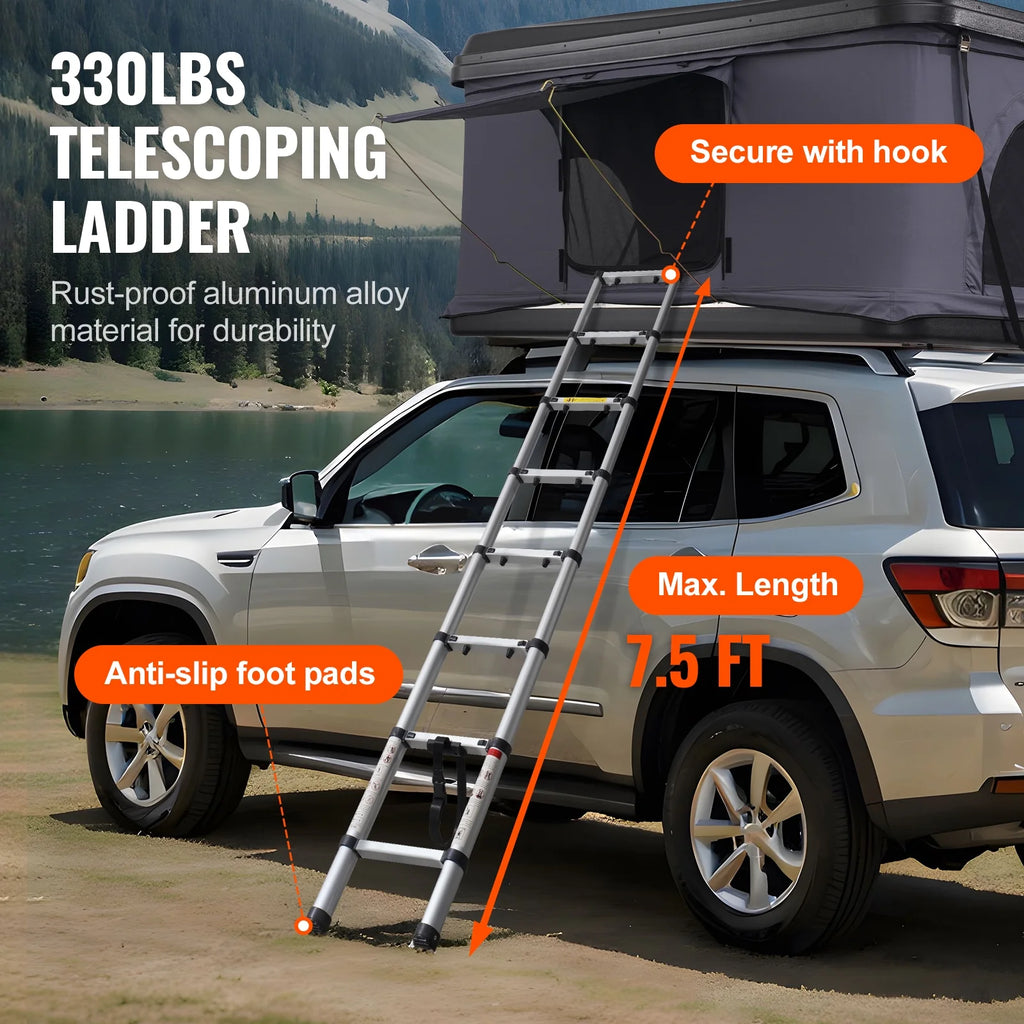 KFFKFF Hard Shell Rooftop Tent, Naturnest Model for 2-3 People, Includes Thick Mattress and Telescopic Ladder, Waterproof and Windproof, Suitable for Jeep, SUV, Van, and Pickup Trucks