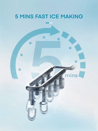 Ice Maker Countertop 2 Ice Sizes, 30 lbs Bullet Ice in 24H, Self-Clean, 9 Cubes in 5 Mins, FOHERE