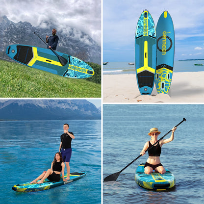 Genreen Inflatable Fishing Paddle Board 11" Stand up Paddle Board with Full SUP Premium Accessories