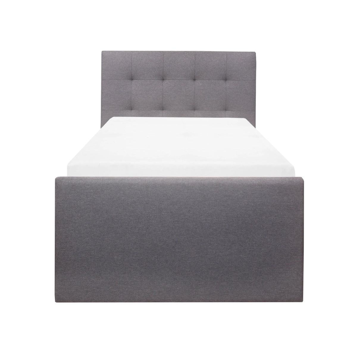Emory Upholstered Twin Platform Bed with 2 Storage Drawers, Gray, by Hillsdale Living Essentials