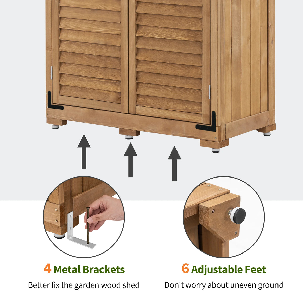 MCombo Tall Garden 1.52 x 2.85 ft. Wood Storage Shed, Brown