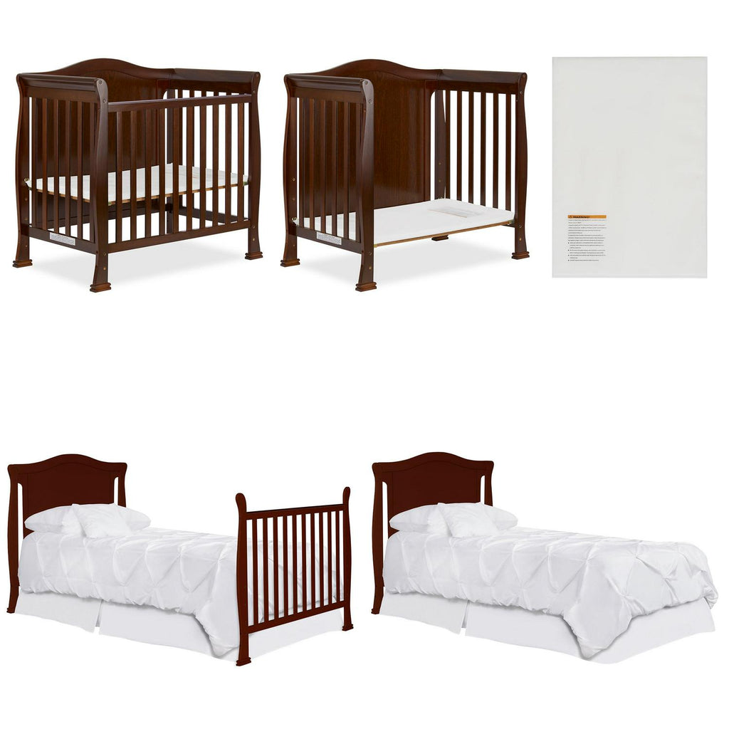 Dream On Me Naples Full Panel 4-in-1 Convertible Mini Crib. Espresso