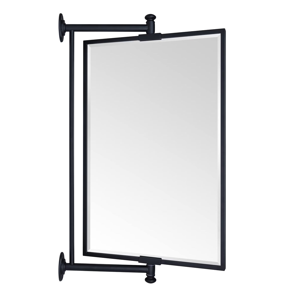 TEHOME Black Beveled Rectangle Pivot-N-View Bathroom Vanity Mirror 14x22"