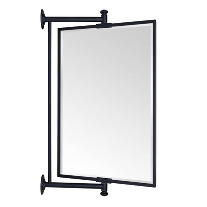 TEHOME Black Beveled Rectangle Pivot-N-View Bathroom Vanity Mirror 14x22"