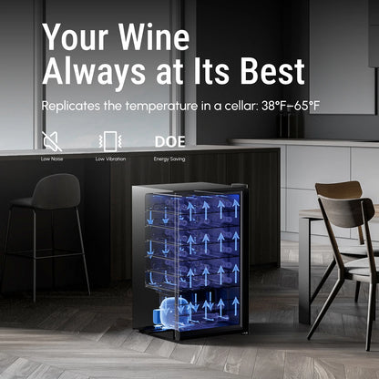 Yeego Wine Refrigerator Cooler, 34 Bottle Small Wine Fridge, Mini Freestanding Wine Cellars for Home, Office