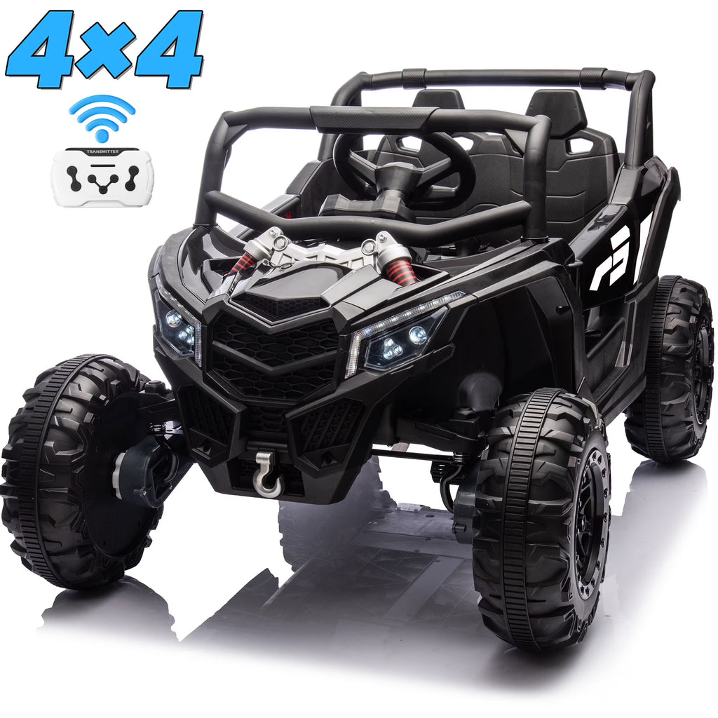 Joyracer 4WD 24 Volt Ride on Toys, 2 Seater Power Car wheels UTV with 800W Motors, Remote Control, Bluetooth Music, Spring Suspension, LED Light, Pink