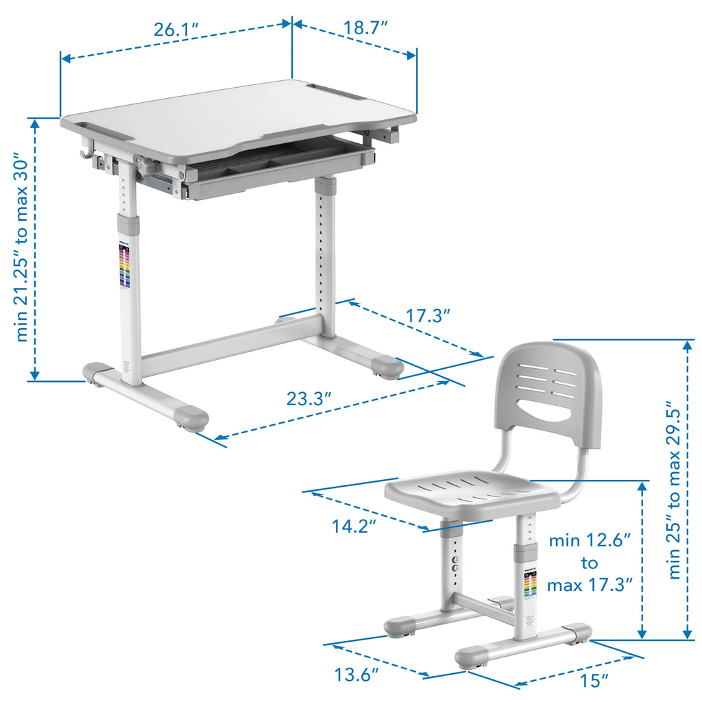 Mount-It! Kids Desk and Chair Set, Blue