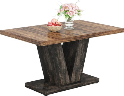 Finmind 47-inch Dining Table for 4 to 6, Farmhouse Wood Kitchen Table for Dining Room, White