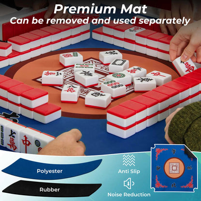Costway 35" Folding Mahjong Table with Cup Holders & Smooth Felt Mat Carrying Handle Green