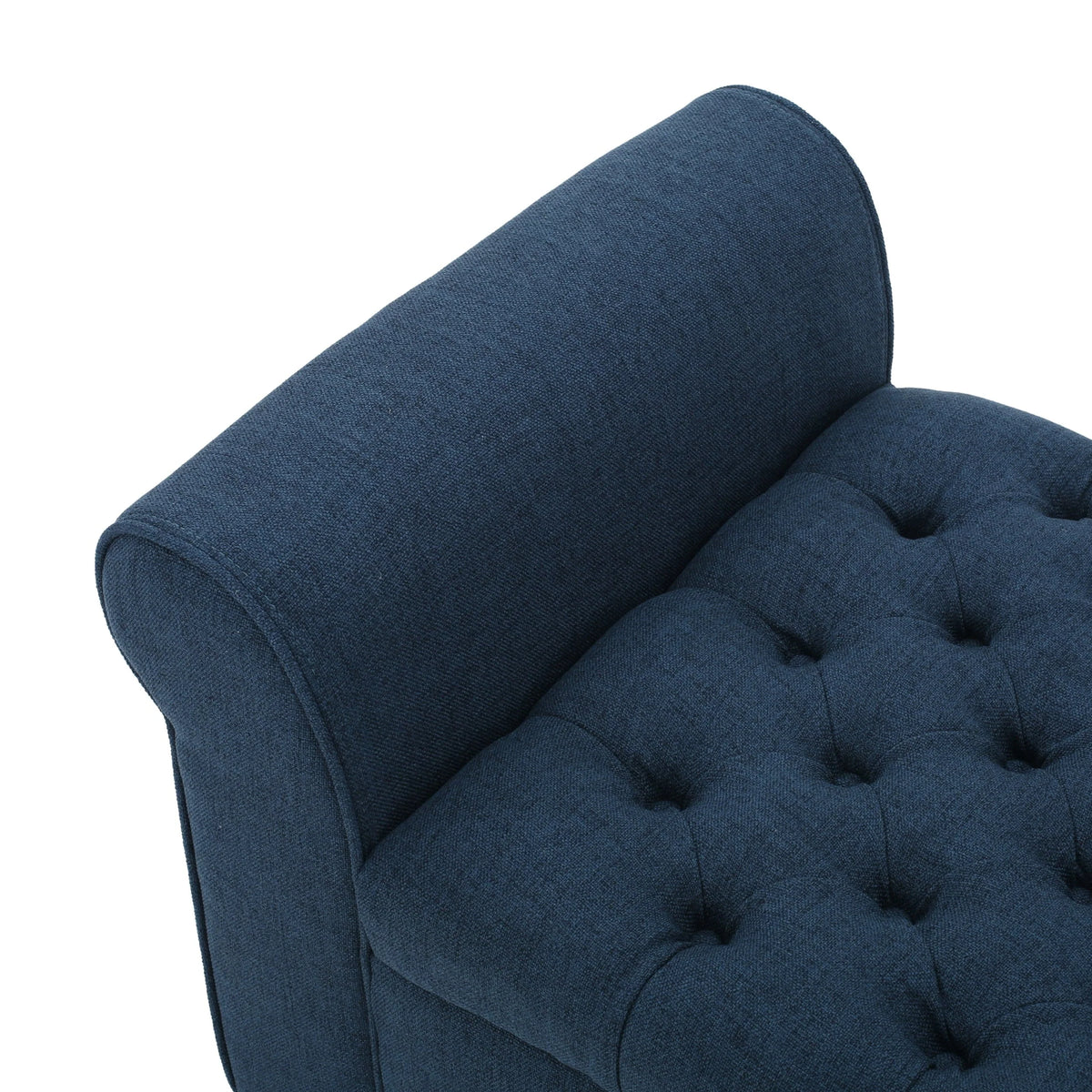 Noble House Amanda Dark Blue Fabric Armed Storage Bench