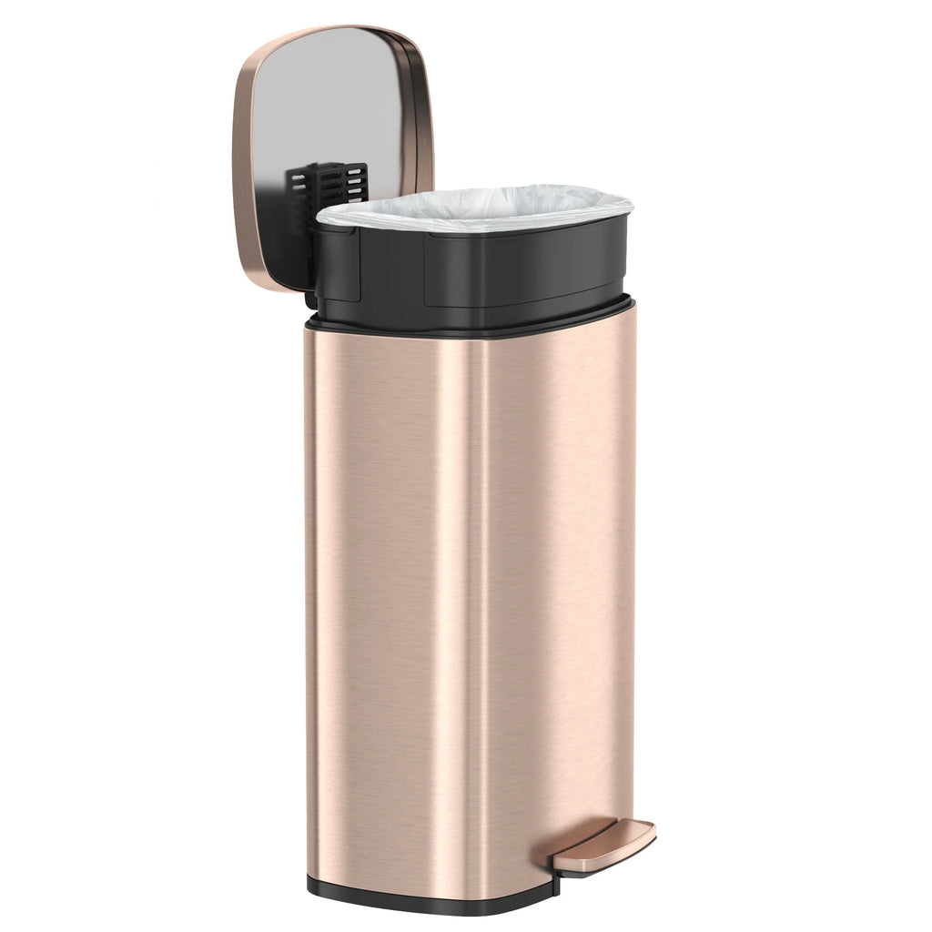 iTouchless SoftStep Stainless Steel Indoor Step Trash Can with Lid 13.2 Gallon Silver (PC13RSS)