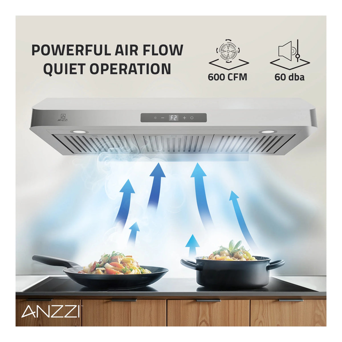 Anzzi RH-AZ0391TSS 36 in. 600 CFM 4-Speed Stainless Steel Under Cabinet Convertible Residential Range Hood with LED Lamp