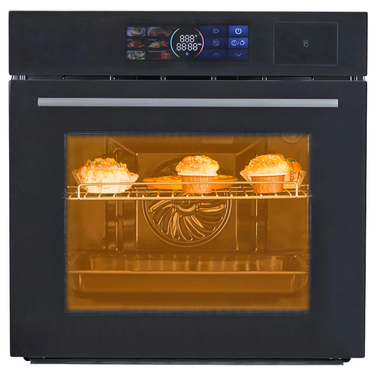 Garvee 24" Single Wall Oven with 108 Smart Menu 8 Baking Modes,3000W 2.5 CF Convection Oven with Steam & Air Fry Function,Stainless Steel,Touch Control Colorful LED Screen