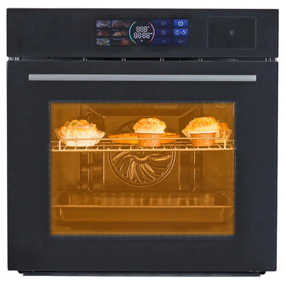 Garvee 24" Single Wall Oven with 108 Smart Menu 8 Baking Modes,3000W 2.5 CF Convection Oven with Steam & Air Fry Function,Stainless Steel,Touch Control Colorful LED Screen