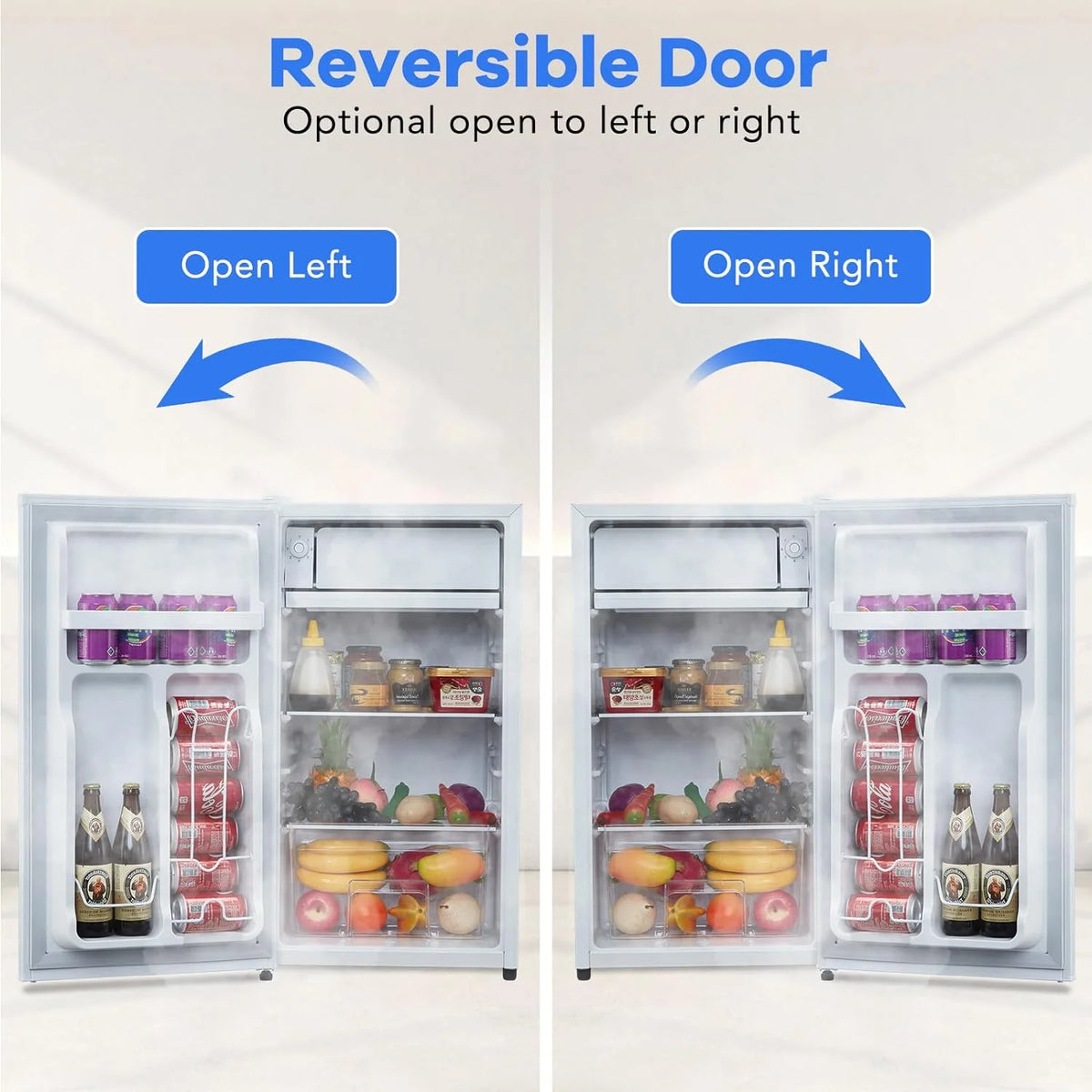 Mini Fridge With Freezer, 3.2 Cu.Ft Mini Refrigerator, Dorm Fridge With Single Door, Compact Refrigerator For Bedroom/Apartment/Office-Food Storage Cooling Drink, White