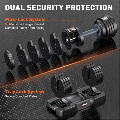 GIKPAL 50lb(25lb*2) 5 in 1 Adjustable Dumbbells 25LB set of 2 Adjustable Free Weights Plates and Rack - Hand Weights for Women and Men - Adjust Weight for Home Gym Full Body Workout Fitness