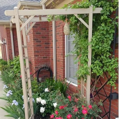 Dura-Trel PVC Garden Arbor, Arch Support for Climbing Plants, Elmwood, Mocha, 57" x 85"