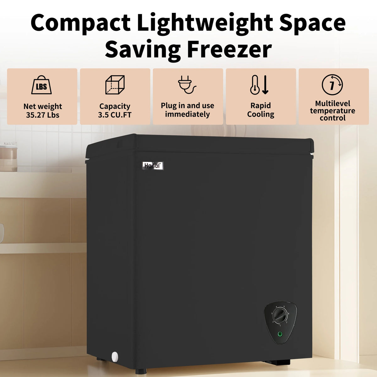5 Cu ft Freezer, Chest Freezer,Black