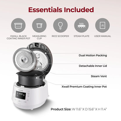 Cuckoo CRP-P1009SW 10-Cup (Uncooked) Heating Pressure Rice Cooker & Warmer with Nonstick Inner Pot