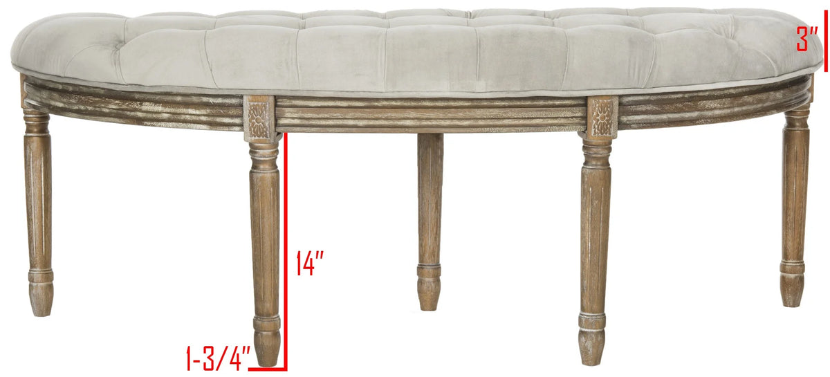 SAFAVIEH Abilene Tufted Rustic Semi Circle Bench, Beige/Rustic Oak