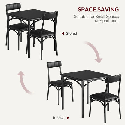 Dining Table Set for 2, Kitchen Table and Chairs for 2 with Upholstered Chairs, 3 Piece Dining Room Table Set, Square Kitchen Table Set for Small Space, Apartment, Studio