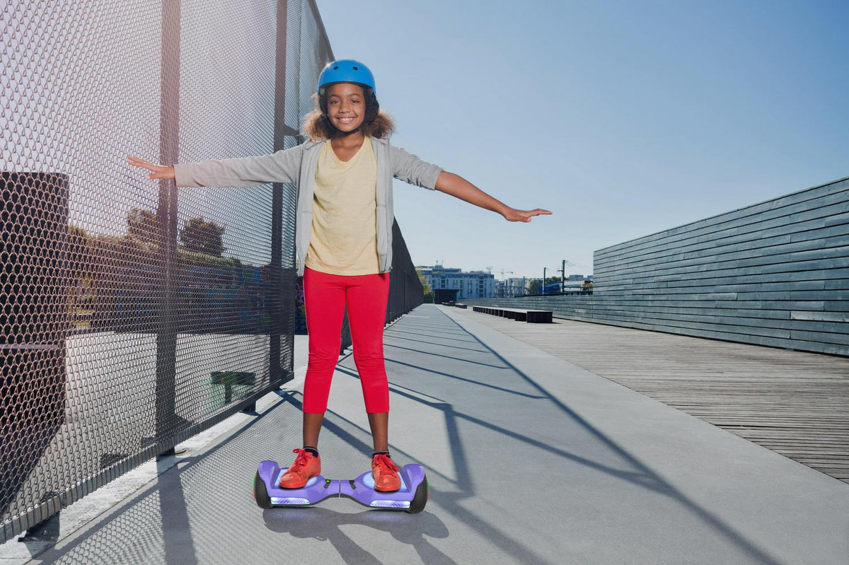 Voyager HoverBeam Purple Hoverboard with Light-up Wheels and Footboard. 185lb limit.