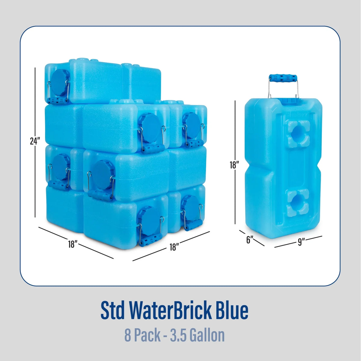 WaterBrick Stackable 3.5 Gallon Blue Water & Food Storage Container - 8 Pack