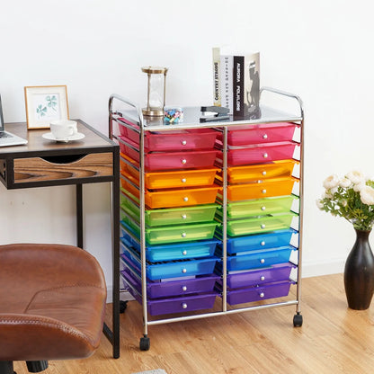 Gymax Office Rolling Cart 20 Storage Drawers Scrapbook Paper Studio Organizer Mutlicolor