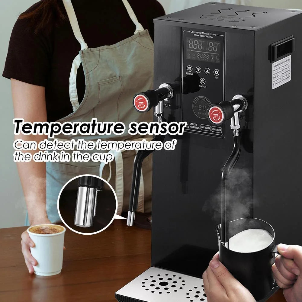 Commercial Milk Frother, 110V 1400W Automatic Foam Machine with LED Display for Coffee Shops (Black)