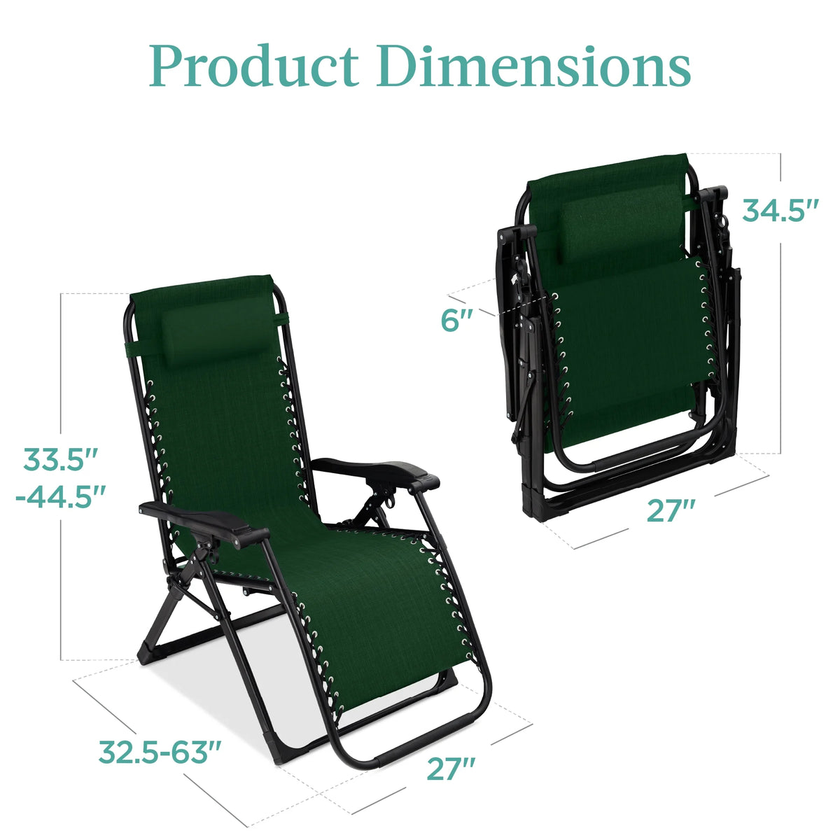 Best Choice Products Oversized Zero Gravity Chair, Folding Recliner w/ Removable Cushion, Side Tray - Fossil Gray