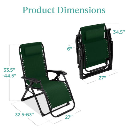 Best Choice Products Oversized Zero Gravity Chair, Folding Recliner w/ Removable Cushion, Side Tray - Fossil Gray