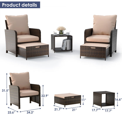 UDPATIO Balcony Furniture 5 Piece Patio Furniture Set, Outdoor Patio Chair , Dark Grey