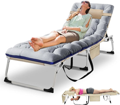 Slsy Folding Lounge Chair, 5-Position Adjustable Outdoor Reclining Chair, Folding Sleeping Bed Cot, Folding Chaise Lounge Chair for Pool Beach Patio Sunbathing