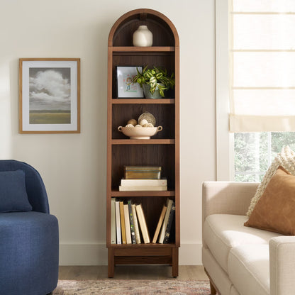 Better Homes & Gardens Juliet Narrow Arch Bookcase, Rich Black and Light Honey