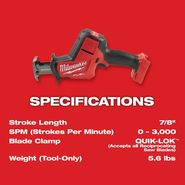 M18 FUEL 18V Lithium-Ion Brushless Cordless HACKZALL Reciprocating Saw Kit W/(1) 5.0Ah Batteries, Charger & Tool Bag