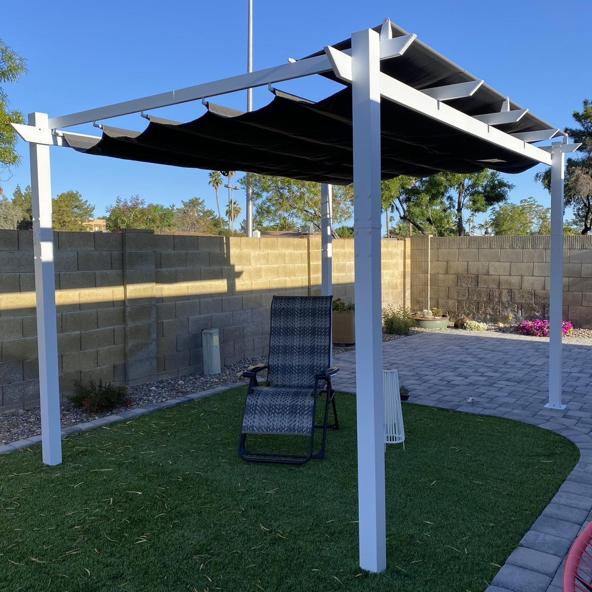 PURPLE LEAF Outdoor Retractable Pergola with Sun Shade Canopy 10' x 13' Patio Aluminum Pergola Shelter for Backyard Deck Garden Modern Metal Grape Trellis Pergola, Beige