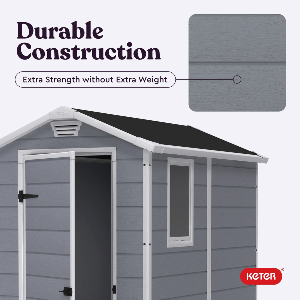 Keter 213413 Manor DD 6 X 8 Foot All Weather Outdoor Storage Shed, Grey