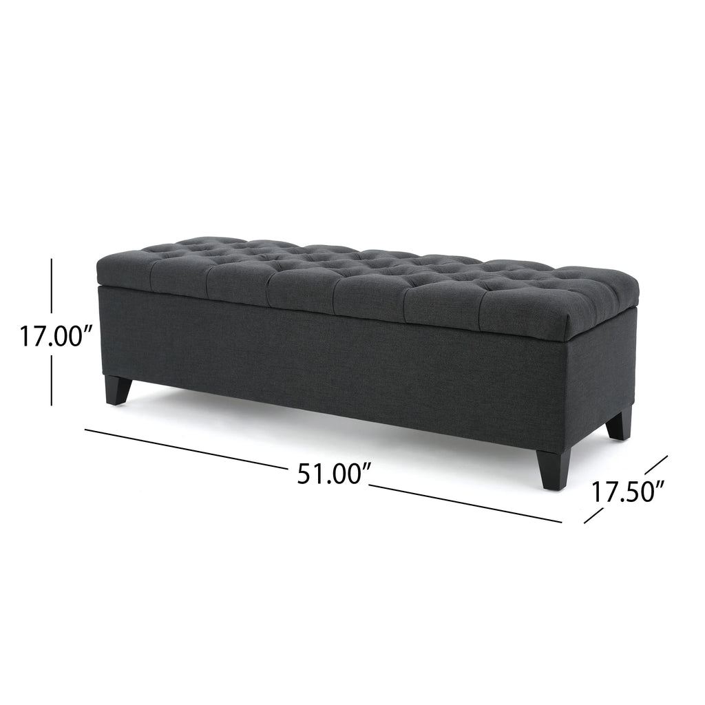 Noble House Hampton Contemporary Fabric Upholstered Storage Ottoman, White and Blue Floral