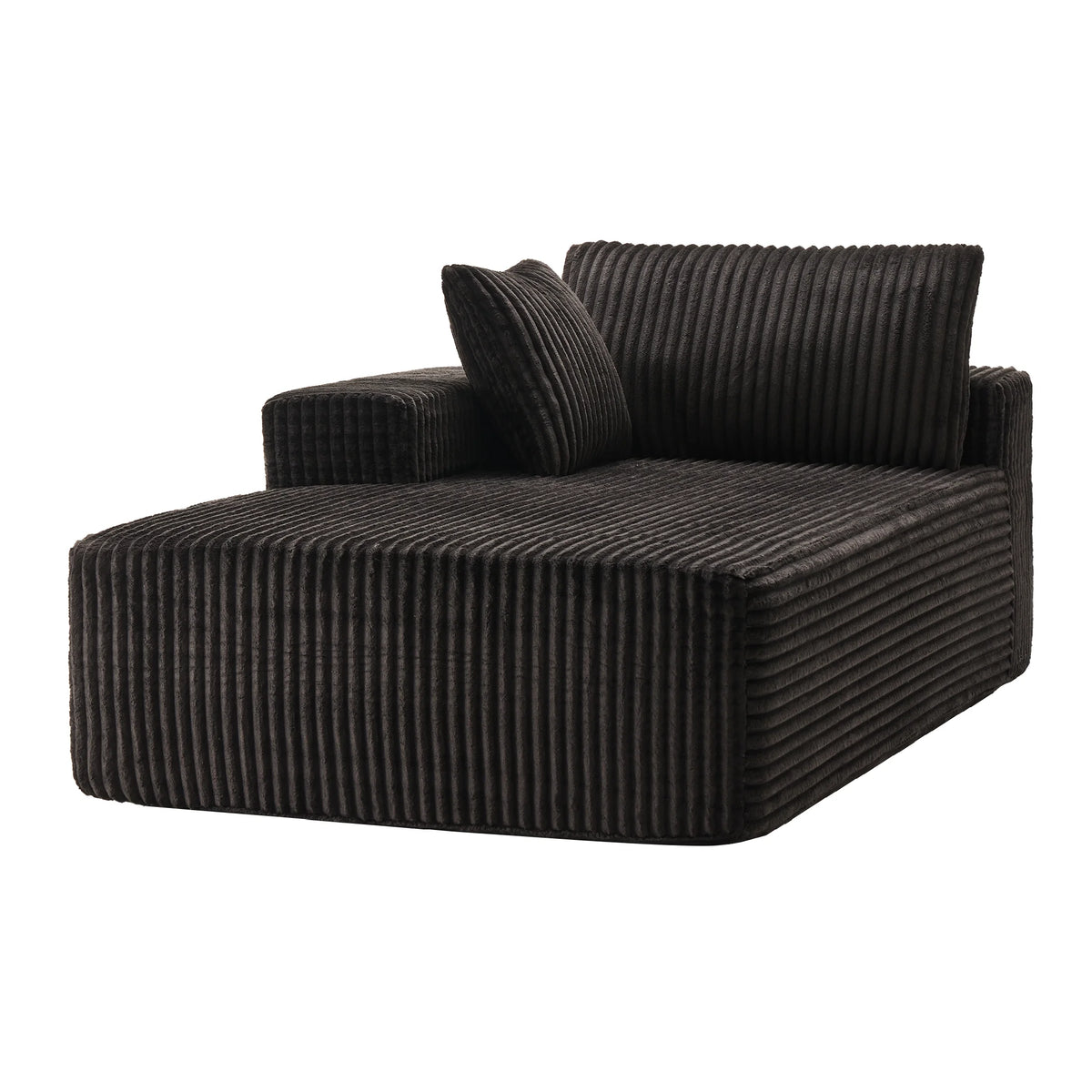 LUMIHO Chaise Lounge Chair Indoor, 42" Sleeper Chair with Two Throw Pillows and Armrests, Corduroy Chaise Couch Chair with Ottoman for Living Room, Bedroom, Apartment, Green