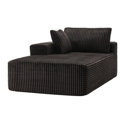 LUMIHO Chaise Lounge Chair Indoor, 42" Sleeper Chair with Two Throw Pillows and Armrests, Corduroy Chaise Couch Chair with Ottoman for Living Room, Bedroom, Apartment, Green