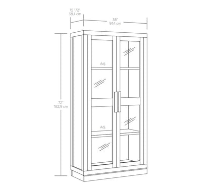 Better Homes & Gardens Ezra Glass Door Storage Accent Cabinet, Warm Walnut finish