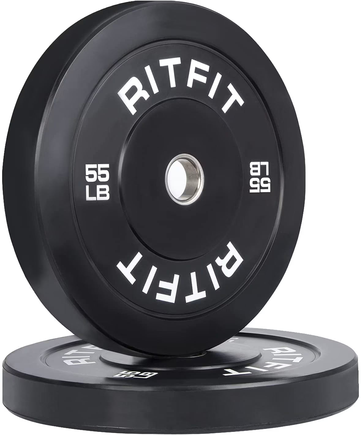 RitFit 45lb Olympic Weight Plate Set of 2, Bumper Plates With Steel Insert, Olympic Barbell Weight Plates for Gym and Home, Single, Pair