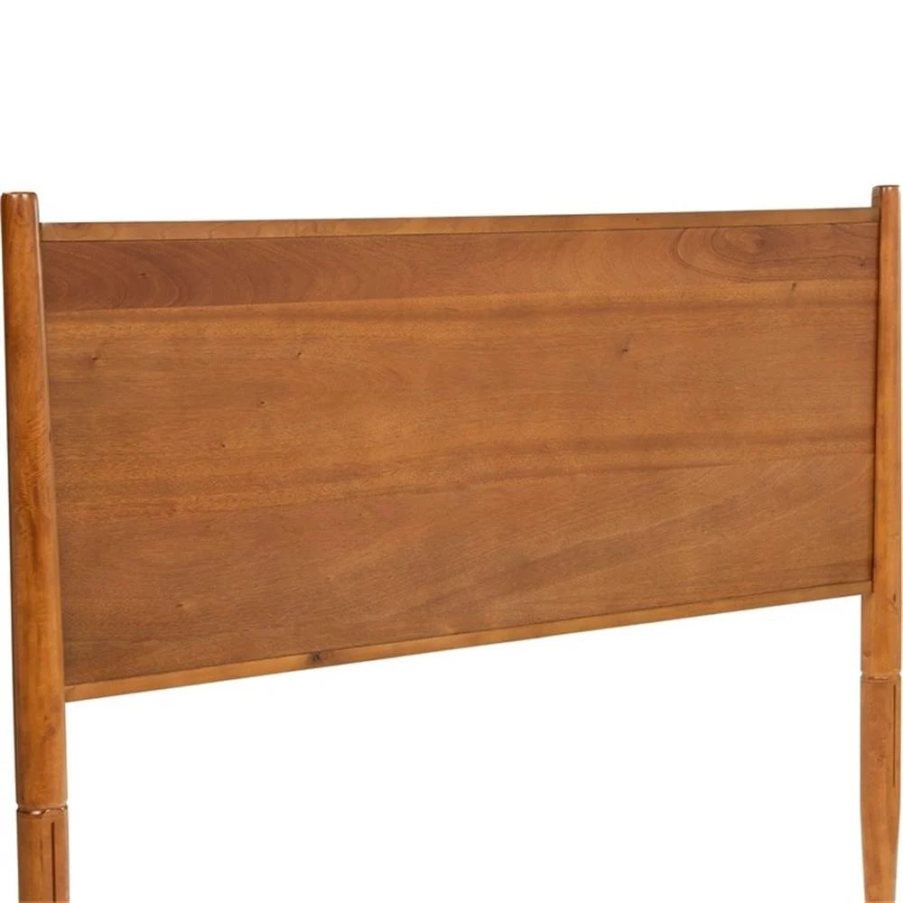 Allora Mid-Century Solid Wood Queen Platform Bed in Oak
