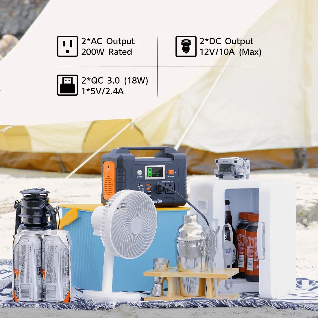 Flashfish 200W Portable Power Station, 40800mAh Solar Generator, Portable Generator for Camping Travel Emergency