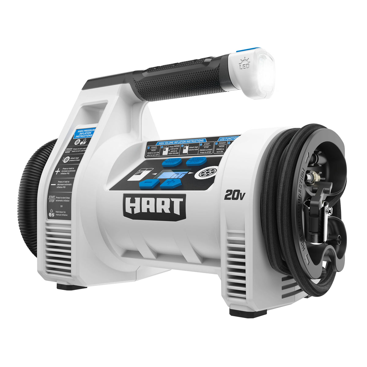 HART 20-Volt 2-Pack 4Ah and Charger Starter Kit and Dual Inflator Bundle