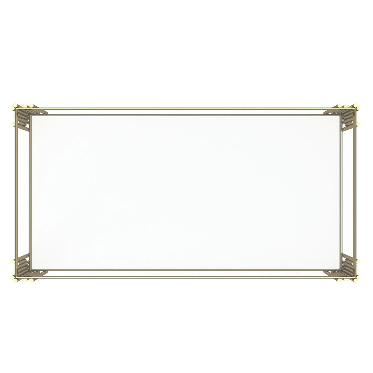 Estrel Glass Top Contemporary Metal Coffee Table with Lower Shelf in Gold