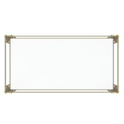 Estrel Glass Top Contemporary Metal Coffee Table with Lower Shelf in Gold