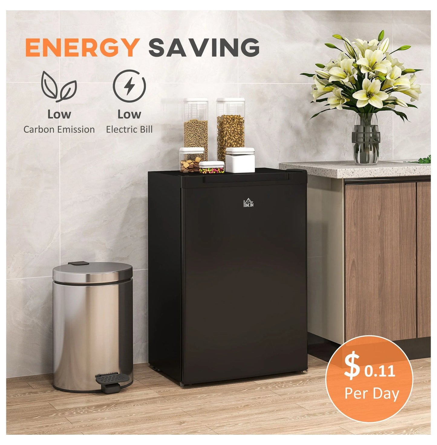 3 Cu Ft Upright Freezer - Black Mini Freezer with Adjustable Thermostat & Reversible Door for Apartment, Dorm, Office